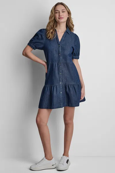 Dkny Women's Denim Mini Dress In Blue