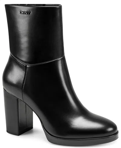 Dkny Women's Denisa Heeled Zipper Booties In Black