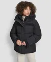 Dkny Women's Detailed Hooded Puffer Coat In Black