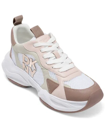 Dkny Women's Deyoung Chunky Sneakers In Blush,bright White