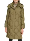Dkny Women's Diamond Quilted & Hooded Puffer Coat In Military