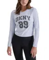 Dkny Women's Distressed 1989 Logo Crewneck Top In Rain