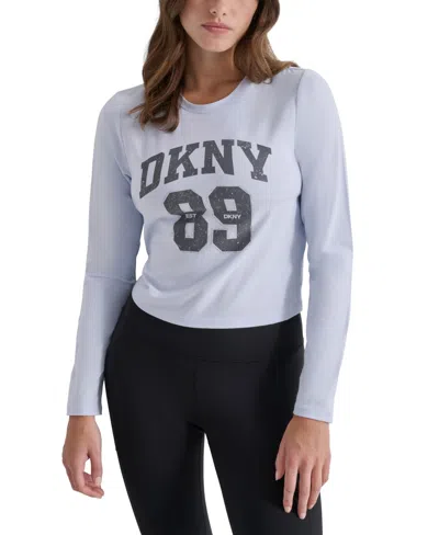 Dkny Women's Distressed 1989 Logo Crewneck Top In Rain