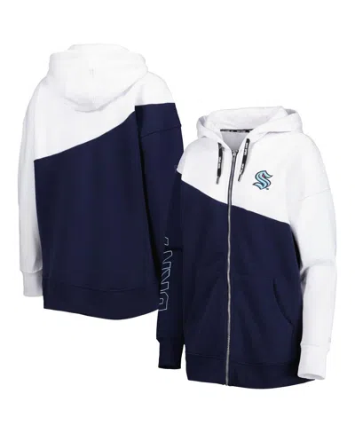 Dkny Women's  Sport Deep Sea Blue, White Seattle Kraken Gina Full-zip Hoodie In Deep Sea Blue,white