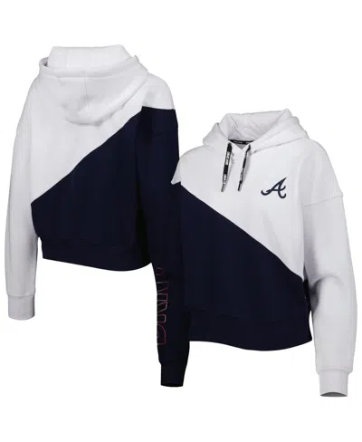 Dkny Women's  Sport Navy, White Atlanta Braves Bobbi Colorblock Pullover Hoodie In Navy,white