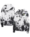 Dkny Women's  Sport White And Black Los Angeles Chargers Dakota Oversized Tie-dye Half-zip Hoodie In White,black