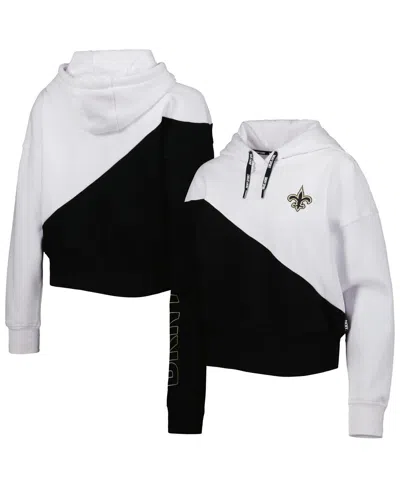 Dkny Women's  Sport White And Black New Orleans Saints Bobbi Color Blocked Pullover Hoodie In White,black
