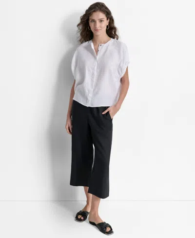 Dkny Women's Dolman-sleeve Button-front Linen Shirt In White