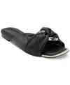 Dkny Doretta Womens Faux Leather Square Toe Slide Sandals In Black,nickel
