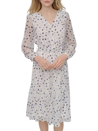 Dkny Women's Dot-print A-line Midi-dress