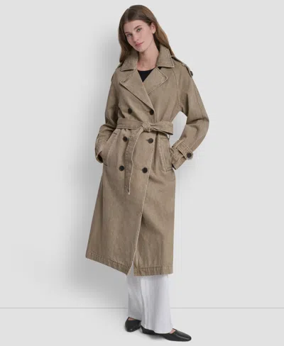 Dkny Women's Double Breasted Belted Trench Coat In Brown