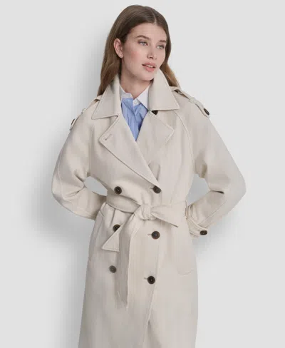 Dkny Women's Double Breasted Belted Trench Coat In Parchment