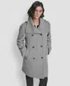 Dkny Women's Double-breasted Funnel Neck Military Coat In Multi