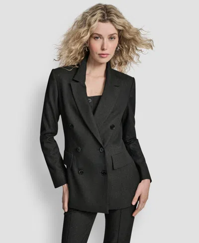 Dkny Women's Double Breasted Long Sleeve Blazer In Black
