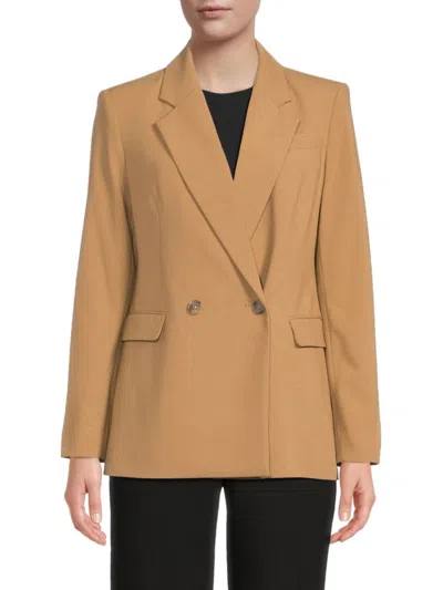Dkny Women's Double Breasted Notch Lapel Blazer In Tan