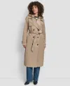 Dkny Women's Double Breasted Trench Coat In Brown
