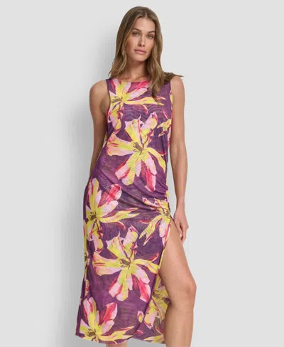 Dkny Women's Double Mesh Maxi Cover Up Sleeveless Dress In Multi