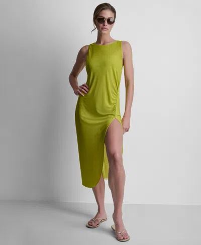 Dkny Women's Double Mesh Maxi Cover Up Sleeveless Dress In Green