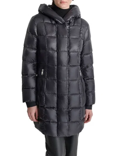 Dkny Hooded Packable Down Jacket In Black