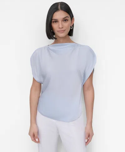 Dkny Women's Draped Boatneck Slit-sleeve Blouse In Skyway