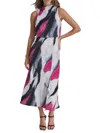 Dkny Abstract Print Sleeveless Satin Dress