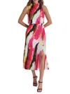 Dkny Abstract Print Sleeveless Satin Dress