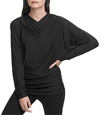 Dkny Women's Draped Dolman Sleeve Hoodie Sweater Black Size Medium