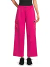 Dkny Women's Drawstring Cargo Wide-leg Pants In Pink