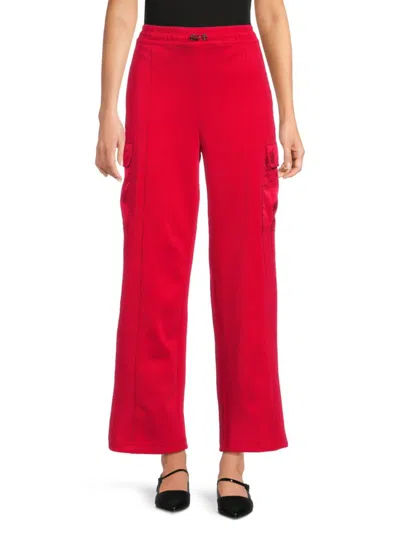 Dkny Women's Drawstring Cargo Wide-leg Pants In Red
