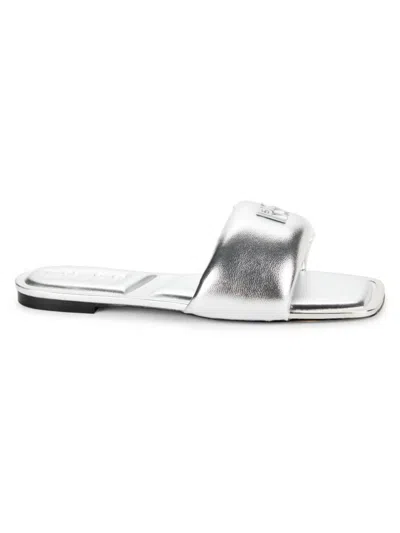 Dkny Women's Drea Metallic Logo Flat Sandals In Silver