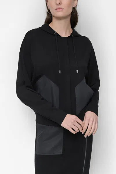 Dkny Women's Drop Shoulder Zip Up Hoodie In Black