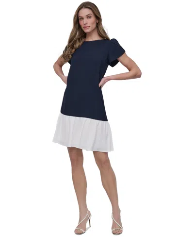 Dkny Women's Drop-waist Tulip-sleeve Dress In Multi