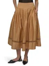 Dkny Drop Waist Cotton Voile Skirt In Brown