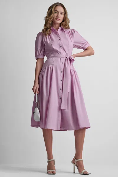 Dkny Women's Drop-waist Midi Shirt Dress In Purple