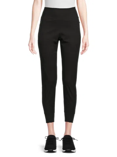 Dkny Women's Elasticized Waistband Compression Ankle-length Joggers In Black