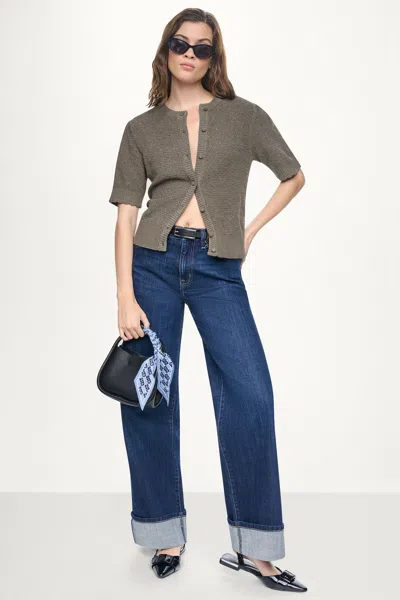 Dkny Women's Elbow Sleeve Chenille Cardigan In Gray