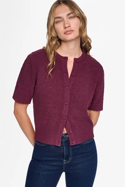 Dkny Women's Elbow Sleeve Chenille Cardigan In Red
