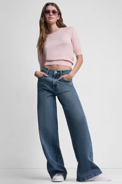 Dkny Women's Elbow Sleeve Crew Neck Sweater In Blue