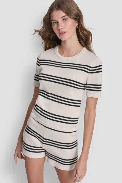 Dkny Women's Elbow Sleeve Striped Sweater In Neutral