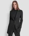 Dkny Women's Elizabeth Striped One Button Topper Jacket In Black