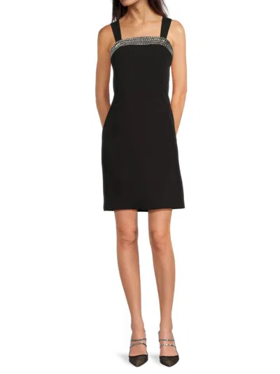 Dkny Women's Embellished Neck Minidress In Black