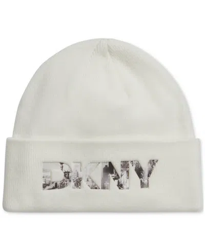 Dkny Women's Embossed City Logo Beanie In Black