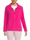 Dkny Women's Embroidered Logo Fleece Zip Jacket In Pink