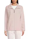 Dkny Women's Embroidered Logo Fleece Zip Jacket In Pink