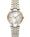 Dkny Women's Essential Glitz Silver Dial Gold Two-tone Stainless Steel Bracelet Watch 30mm