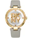 Dkny Women's Essential Logo Gray Leather Strap Watch, 38mm