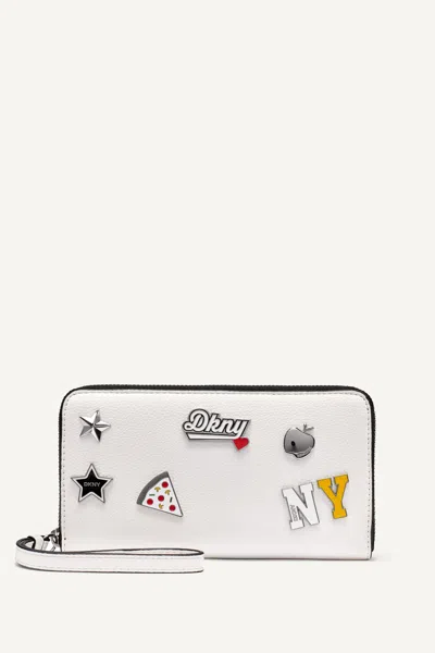 Dkny Women's Etta Large Zip Around Wallet In White