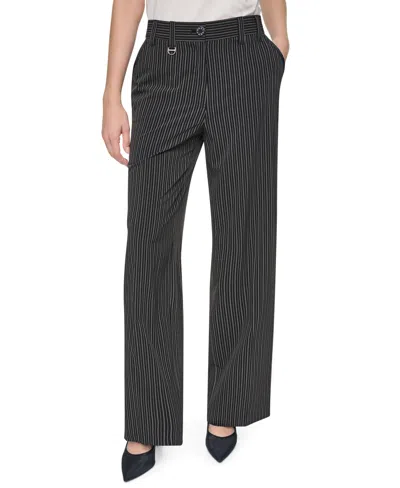 Dkny Women's Every Day Stretch Pleated Wide-leg Trousers In Black
