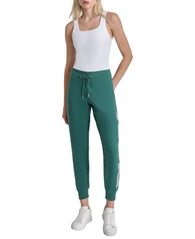 Dkny Women's Exploded Logo Cuff Fleece Jogger Sweatpants