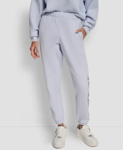 Dkny Women's Exploded Rhinestone Varsity Logo High Rise Relaxed Jogger In Blue